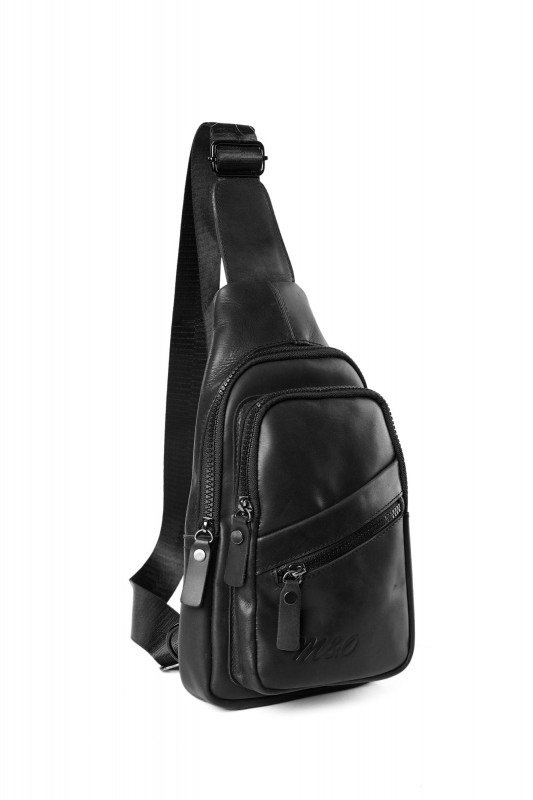M&O Men's Crossbody Bag - Genuine Leather Men's Crossbody Bag - Black1030