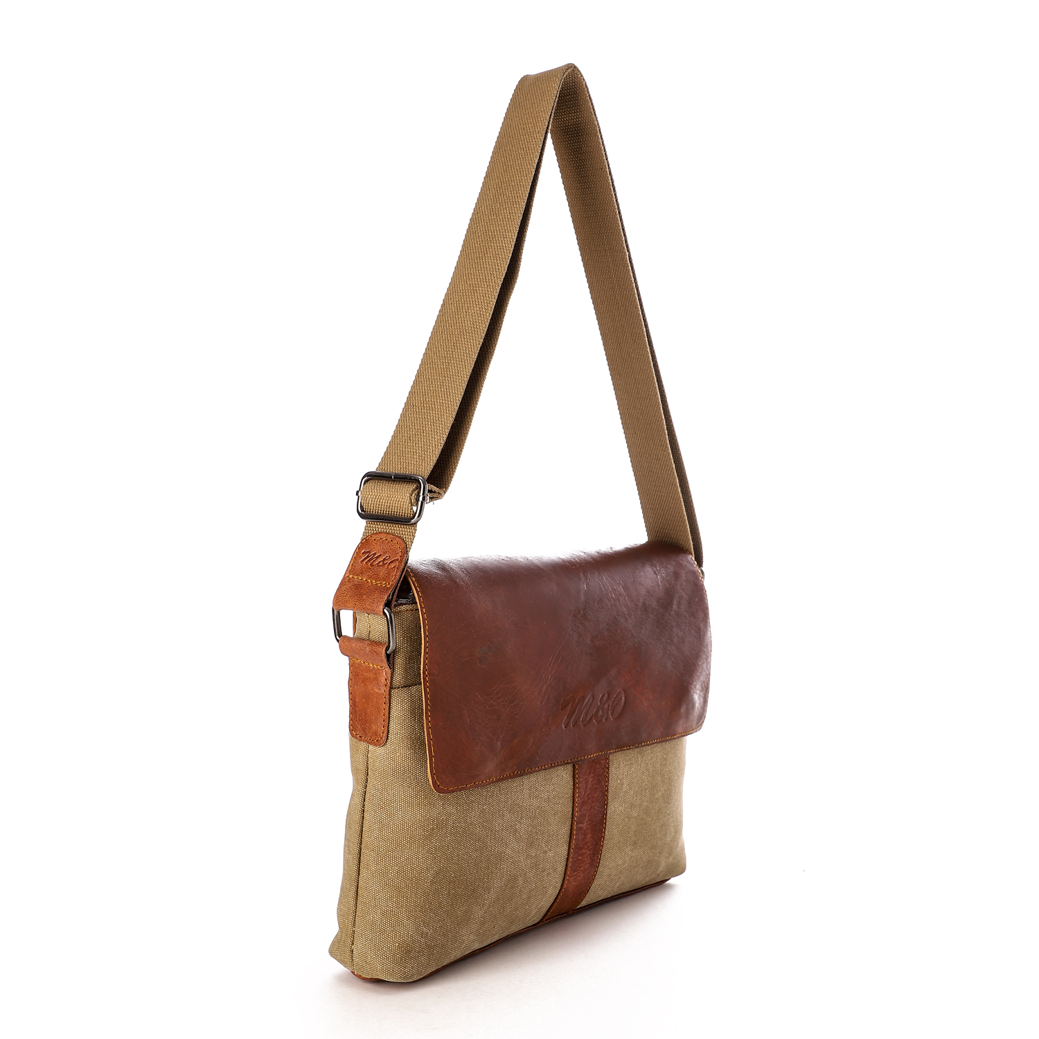 حقيبة كروس كتان وجلد طبيعى كبير- بيج وهافان 3060