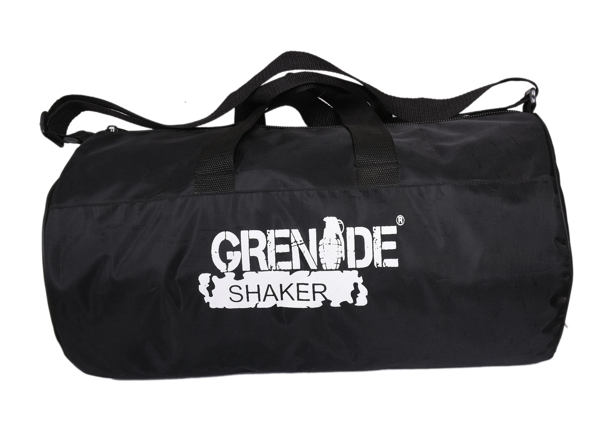 حقيبة رياضية دائرية للرجال بشعار القنبلة- باللون الأسود