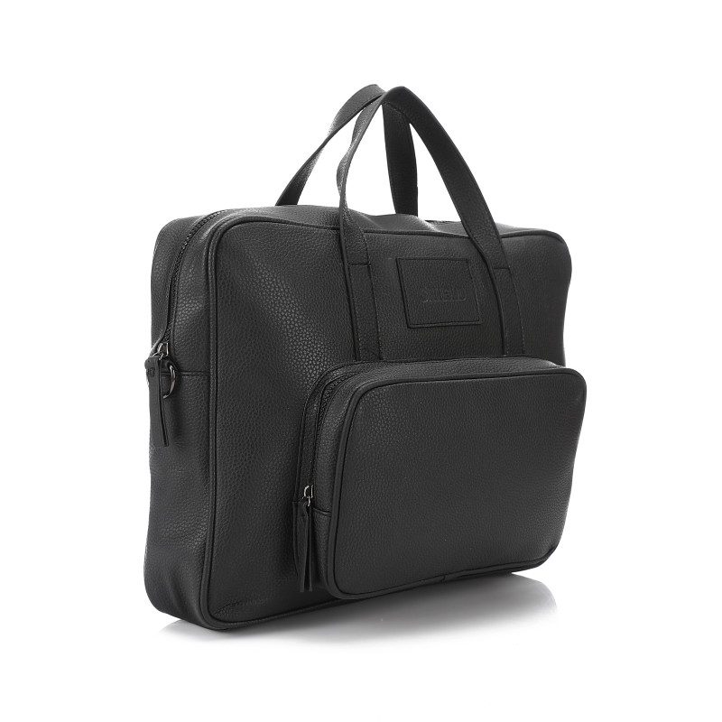 Shield Shield PU Leather Laptop Bag for Men Women, Business Briefcase with Adjustable Shoulder Strap- Black