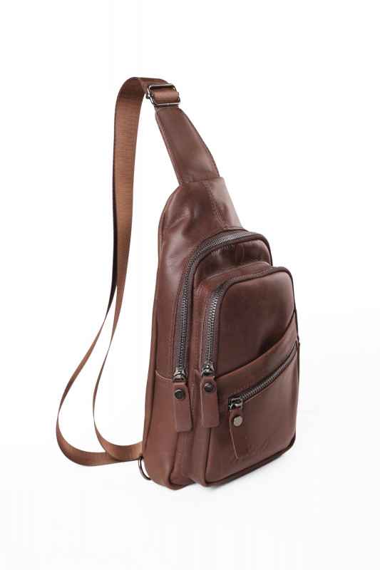 M&O Men's Crossbody Bag - Genuine Leather Men's Crossbody Bag - Brown1030